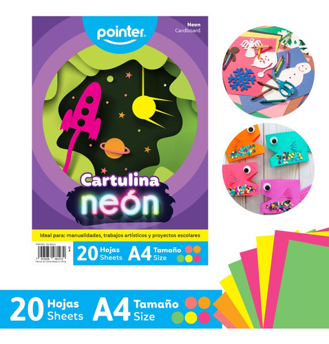 Cartulina Tamaño Carta Neon X20 Hojas 