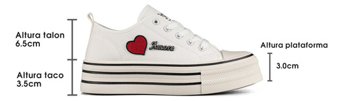 Zapatillas Lona Mujer Corazón Punta Redonda Casual Antideslizante Moda Lindo Suela Resistente Weide