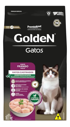 Ração Golden P/ Gato Castrado Adulto Sabor Frango 10,1kg