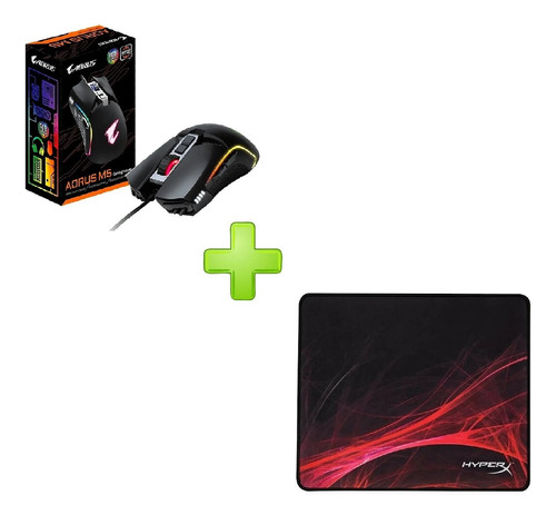 Kit Mouse Gigabyte Gamer Aorusm5 + Pad Hyperx Furypro Medium