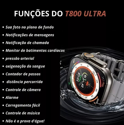 Relógio Smartwatch T800 Ultra 49mm 2 Pulseiras Corrida Pro