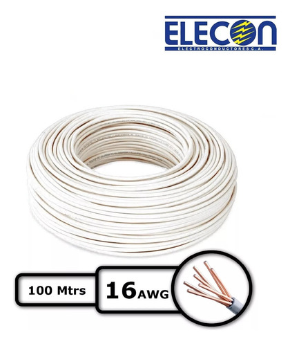 Cable # 16 Automotriz 100% Cobre Elecon Rollo De 100 Mts