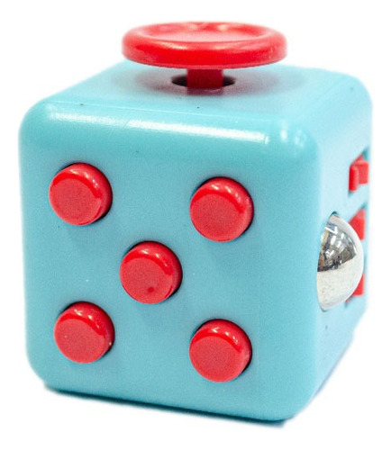 Cubo Relajante Antiestres Turquesa Con Rojo Fidget Cube