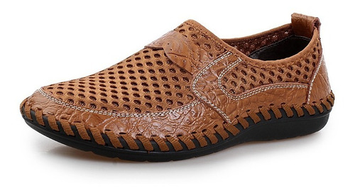 Hombres Casual Cuero Malla Tela Zapatos Mocasines Caminar