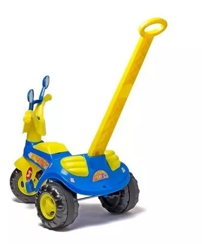 Kit Triciclo Velotrol Infantil Blue Music +Motoca Blue Music