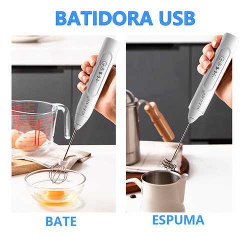 Batidor Eléctrico Recargable Portátil Usb Mezclas Batidos