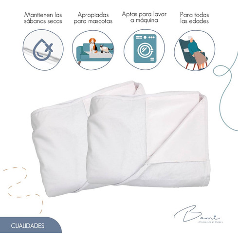 Bami Set 2 Sábana Protectora Colchón Individual Impermeable