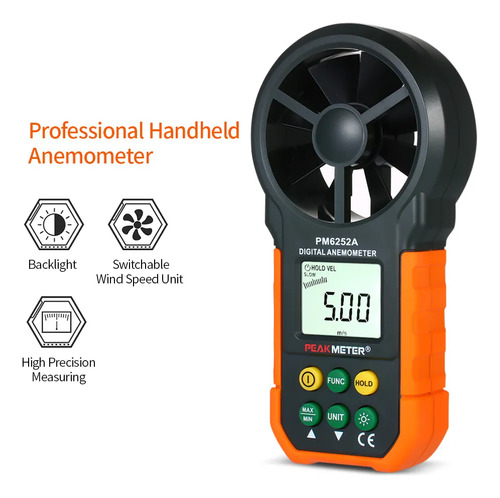 Yn Anemómetro Peakmeter Cfm Portátil Mide Velocidad Del