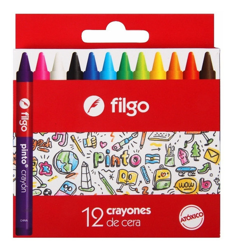 Imagen 1 de 2 de Crayon Crayones Ceritas Ceras Filgo Pinto X 12 Colores