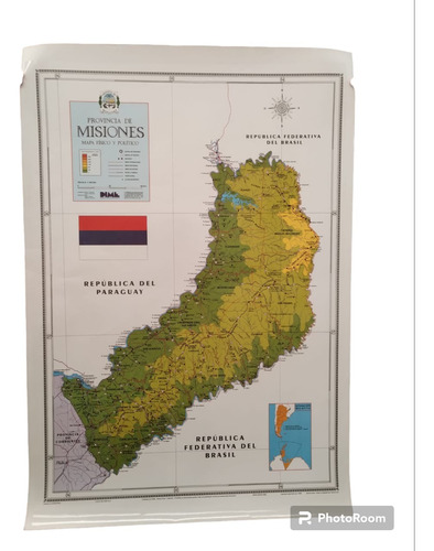 Mapa Misiones Físico Político Mural Laminado Envarillado