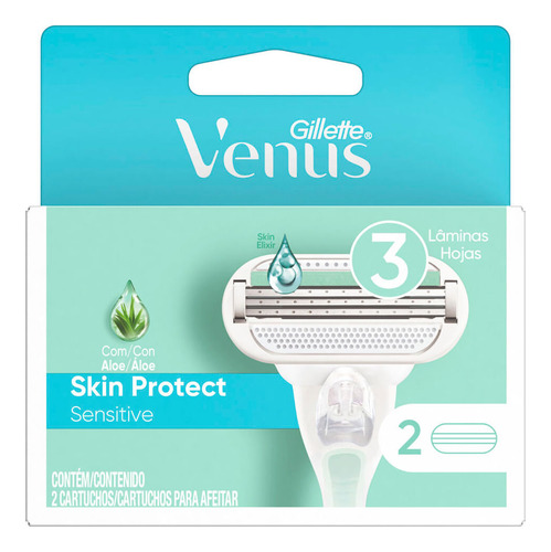 Repuesto Venus Gillette Sensitive Con Áloe De Vera 