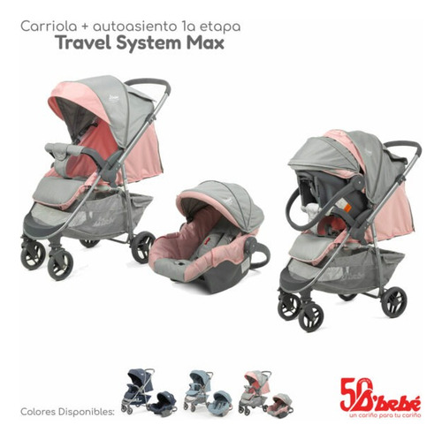 Carriola D Bebé Reversible Travel System Max Rosa Rosa