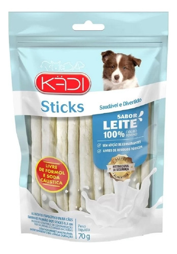 Petisco Cães Kadi Sticks Sabor Leite 70 Gramas