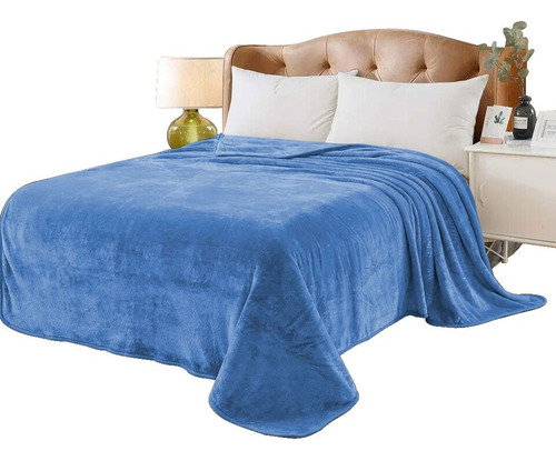 Cobertor Ligero Liso Matrimonial Hotelero Suave Y Calientito Color Azul rey
