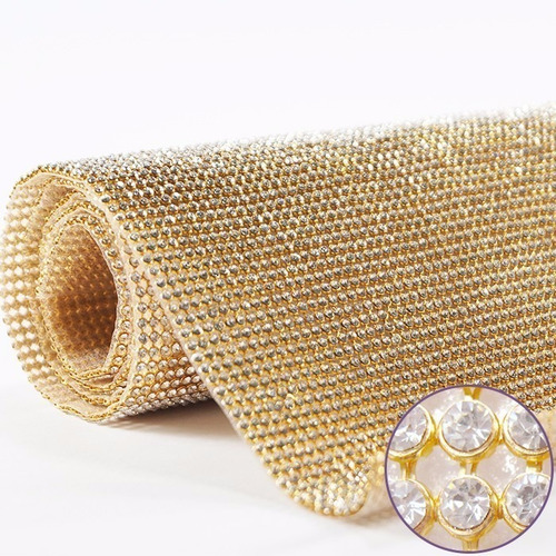 2 Mantas De Strass Prata E Dourada 45x120 Cada