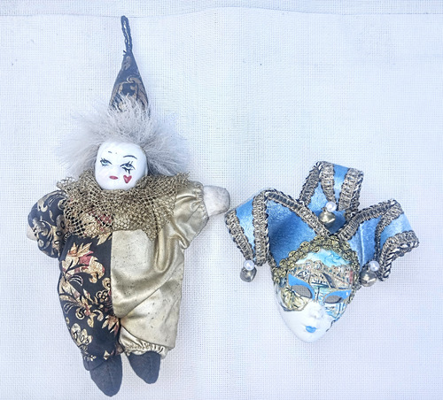 Muñeco Arlequín /mascara Venezia -adornos Decorativos (Usado)