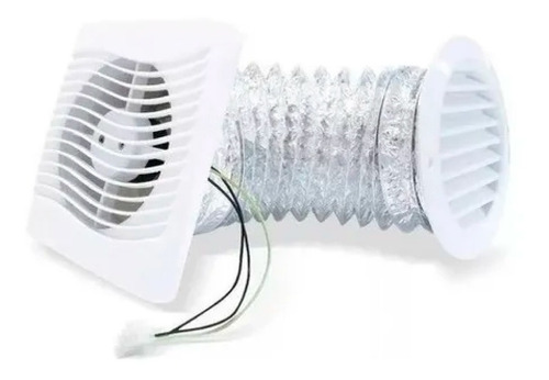 Imagem 1 de 9 de Kit Completo Exaustor Banheiro + 5m Duto + Grade 150mm
