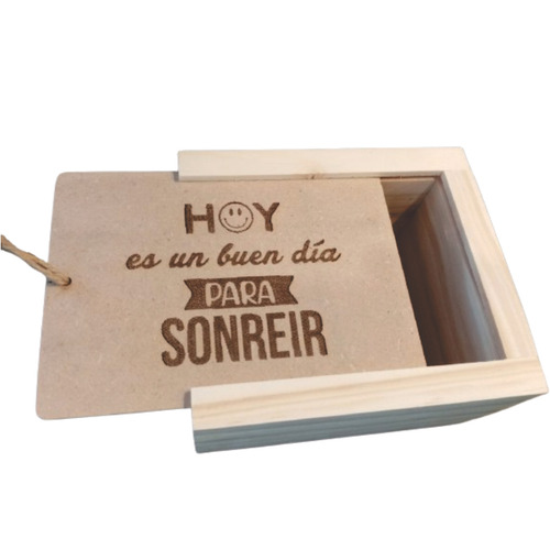 Caja Artesanal Tapa Corrediza Madera- Mdf Multiuso -frases