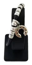 Comprar Pulsera Con Cuero Y Dije Modelo Herraje En Plata Ley 950