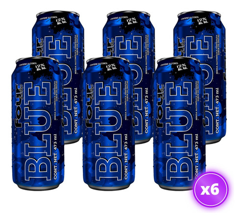 Pack 6x Bebida Alcohólica Four Loko Blue Lata 473cc