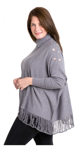 Poncho De Bremer Con Flecos Y Detalles Grandes/especiales