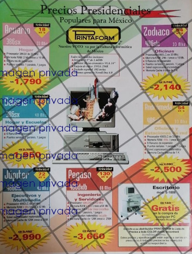 Cartel Publicitario Retro Computadoras Printaform 1992