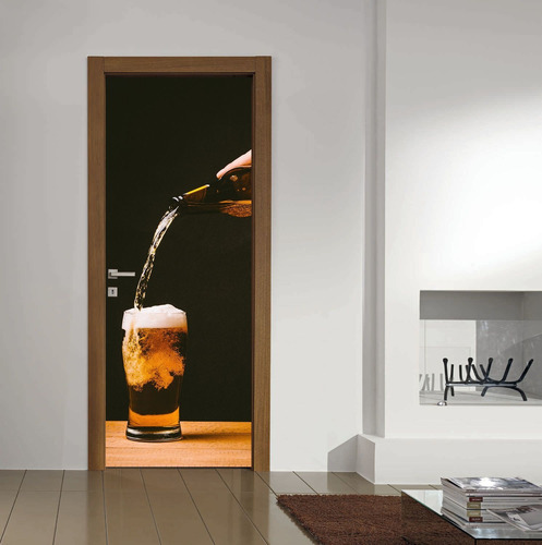 Vinilo Para Puerta Cerveza Copa Trago Bebida Vinilo Deco M5