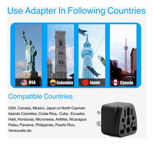 Adaptador De Enchufe De Viaje Fertrey European A Ee. Uu., Ti