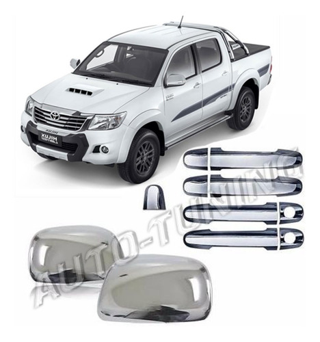 Kit De 4 Cubre Manijas Y 2 Cachas Espejos Cromadas Hilux