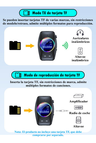 Adaptador Auxiliar Bluetooth 5.4 Con Manos Libres Y Reproducción Desde Tarjeta Tf, Techwolf Transmisor Y Receptor Audio Bluetooth 2 En 1 Aux 3.5mm Kit De Coche Pare Tv Bocina Y Coche