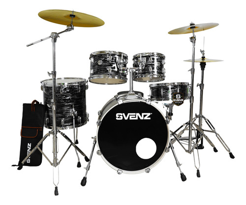 Batería Svenz Dragonfly Dgx-5 Metal Platillos, Banco. Color Black Oyster Graphic Bog