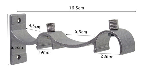 Kit Varão Duplo Deslizante Wave 28mm/19mm 1,60m Alumínio Cor Aço escovado