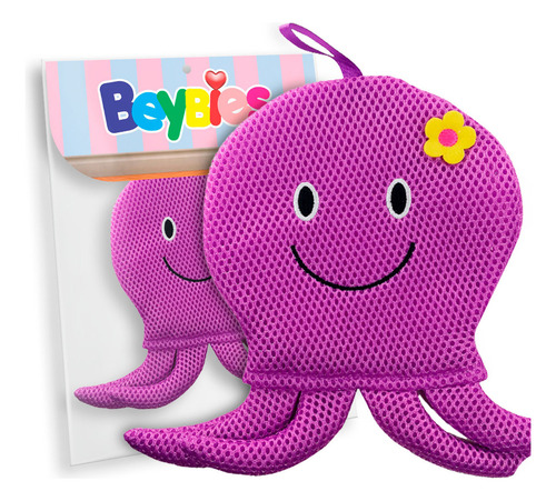 Guante Esponja Baño Bebe Beybies Color Violeta