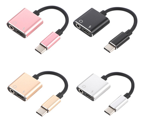 Cabo Adaptador De Áudio Usb Tipo C Para 3,5 Mm 1 Tipo C Para