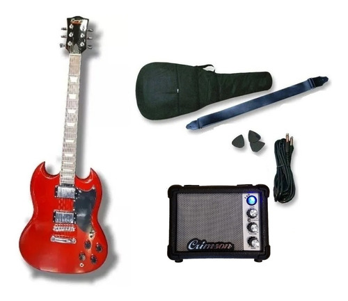 Combo Guitarra Electrica Sg Amplificador Funda Correa Pua Af