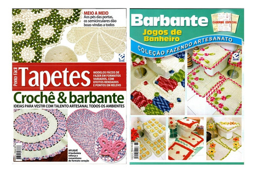 Kit 2 Revistas Barbante Tapetes Crochê