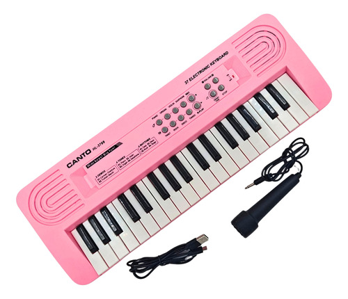 Mini Teclado Electrónico Con 37 Teclas Y Micrófono Infantil