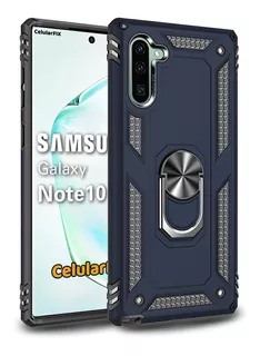 Funda P/ Samsung Note 10 Anillo Metal Uso Rudo + Cristal