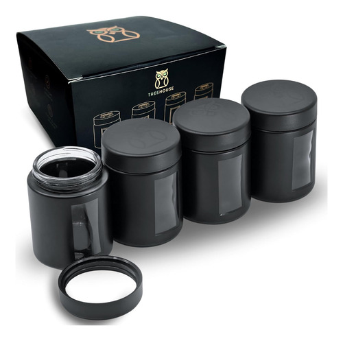 Treehouse 4 Oz Tarros De Visualización Negro Mate (juego De