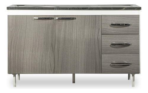 Alacena Y Bajo Mesada 140 Con Melamina Mueble Gris