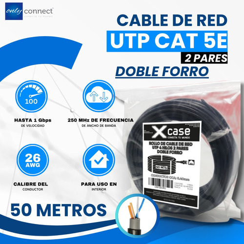 Cable Utp 50mts Cat5e Xcase 4 Hilos 2 Pares Uso Exterior
