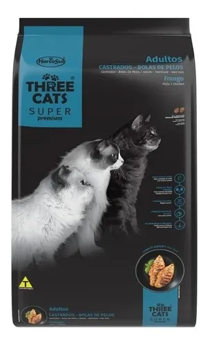 comprar Alimento Gato Castrado Three Cats Premium 10 Kg Bola De Pelo