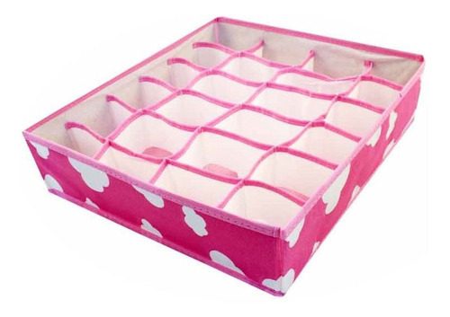 Kit 3 Organizador Calcinha Meia Cueca Gavetas 24 Nichos 6551 Cor Rosa