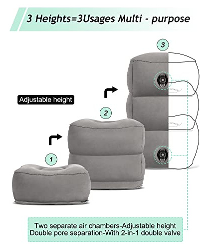 Jefdiee Almohada Reposapiés Inflable De Viaje, Para Niños