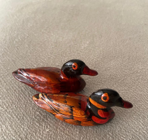 Patos Mandarines De Madera 6cm