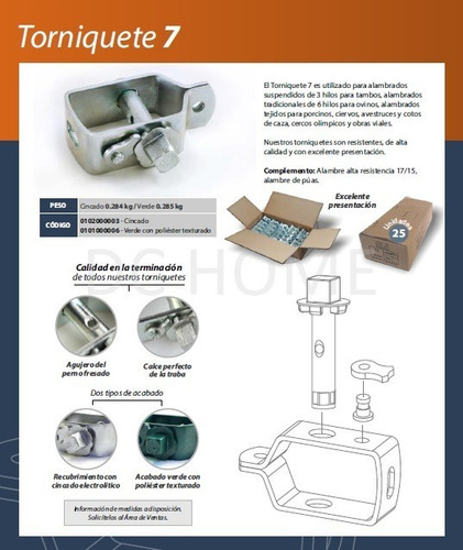 Torniquete Tensor Nº7 X 25 Estirar Alambre Cable Acero