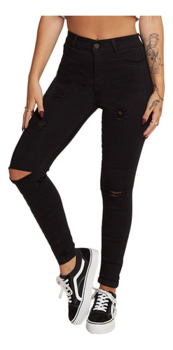 Jeans Mujer Tiro Alto Pitillo 1667 Negro Paradise Jeans