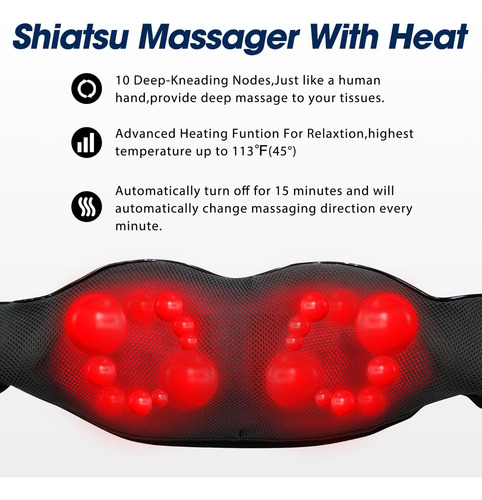 Masajeador Shiatsu De Cuello Y Espalda Con Calor