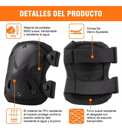 Rodilleras Coderas Tácticas 4 Piezas, Juego De Rodilleras