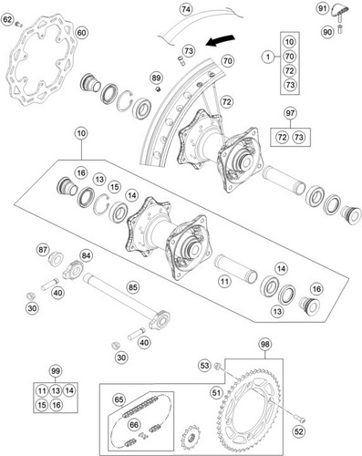 Separador Espaciador Ktm Sx 85 Rueda Trasera 70010011000